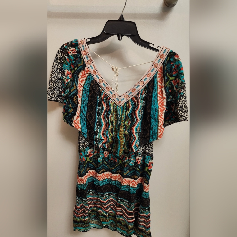 Flying Tomato Teal and Coral Patterned Dress